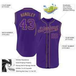 Custom Purple-Old Authentic Baseball Sleeveless Jersey Gold Purple Custom Purple-Old Authentic Baseball Sleeveless Jersey Gold Purple