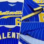 Custom Royal White Pinstripe Gold-White Authentic Baseball Jersey Custom Royal White Pinstripe Gold-White Authentic Baseball Jersey