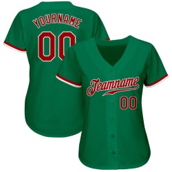 Red-White Baseball Jersey Green Authentic Kelly Custom Red-White Baseball Jersey Green Authentic Kelly Custom