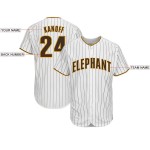 Custom White Brown Pinstripe Brown-Gold Baseball Jersey Custom White Brown Pinstripe Brown-Gold Baseball Jersey