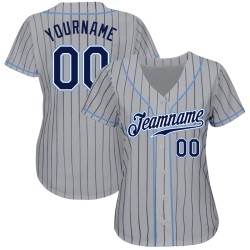 Navy Gray Authentic Pinstripe Jersey Baseball Custom Navy-Light Blue Navy Gray Authentic Pinstripe Jersey Baseball Custom Navy-Light Blue