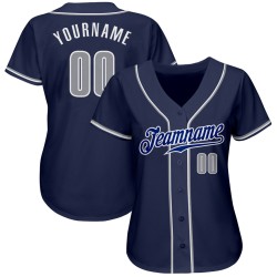 Gray-White Jersey Baseball Custom Navy Authentic Gray-White Jersey Baseball Custom Navy Authentic