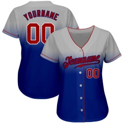 Gray Baseball Authentic Fade Jersey Red-Royal Fashion Custom Gray Baseball Authentic Fade Jersey Red-Royal Fashion Custom